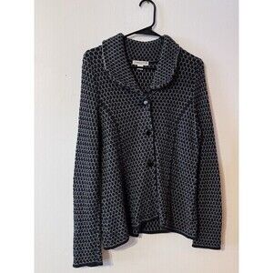 Pendleton Women's Button Front Cardigan Sweater Blue & Gray Collared Size Large